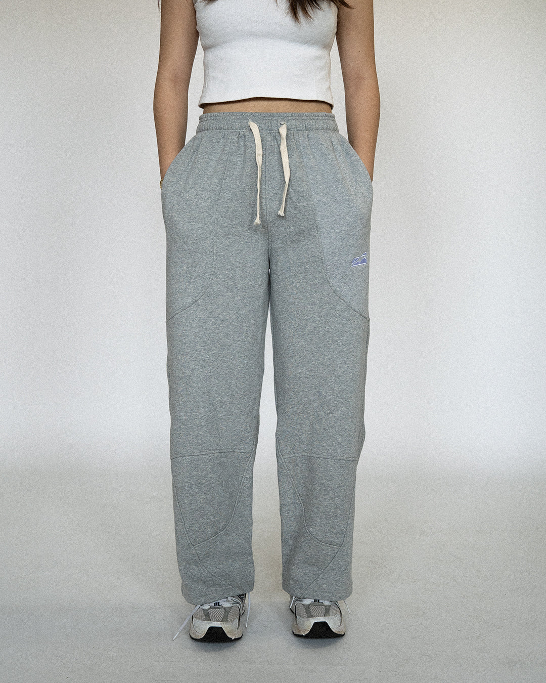 grey wide leg sweatpants