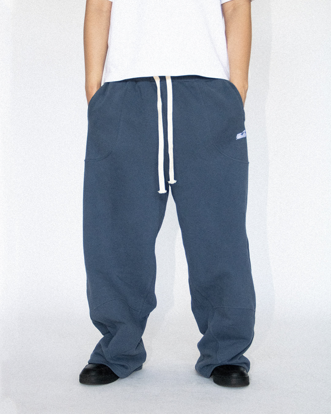 blue wide leg sweatpants